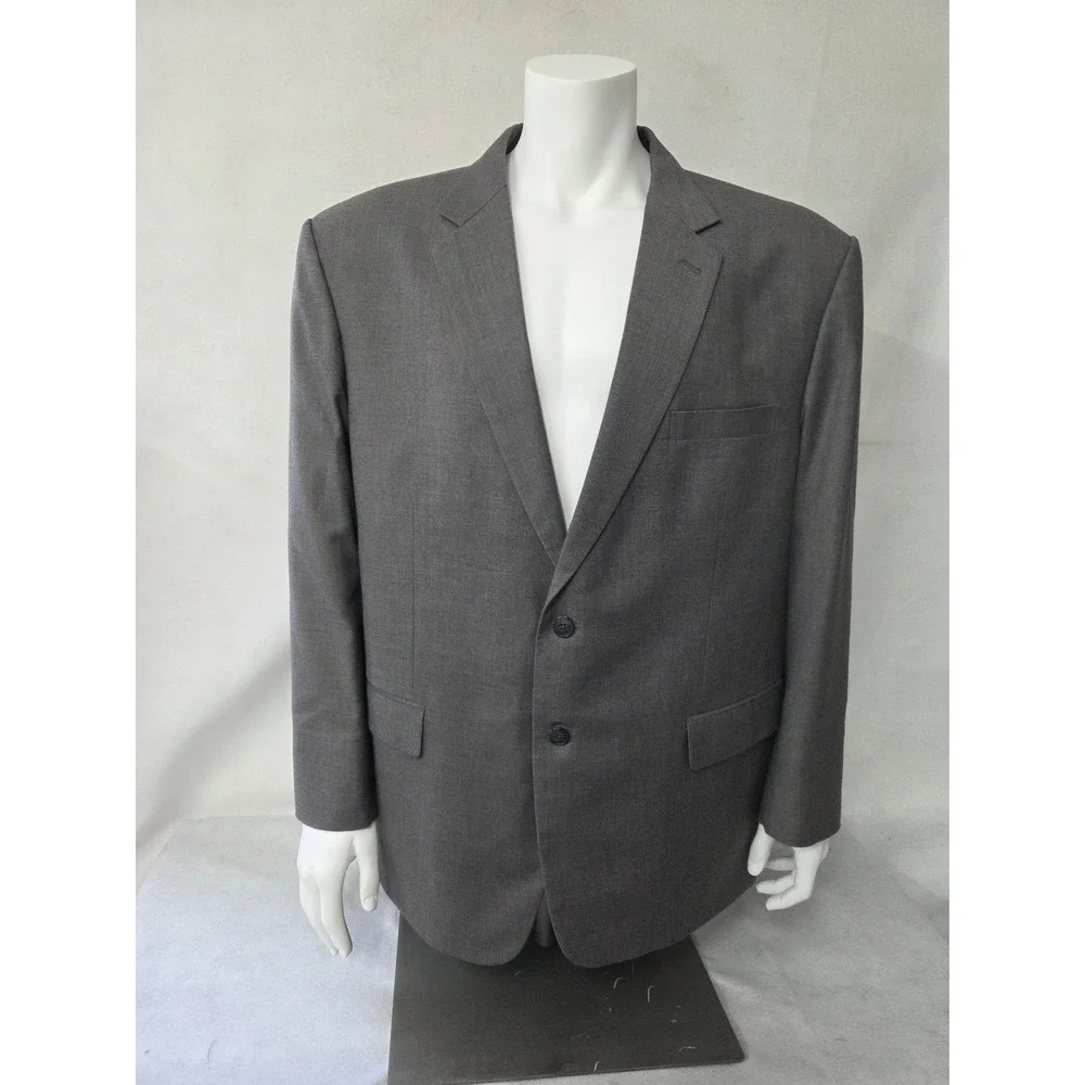 Francesco Men Gray Wool Cashmere Two Button Blazer Sport Coat Jacket Bespoke 52R